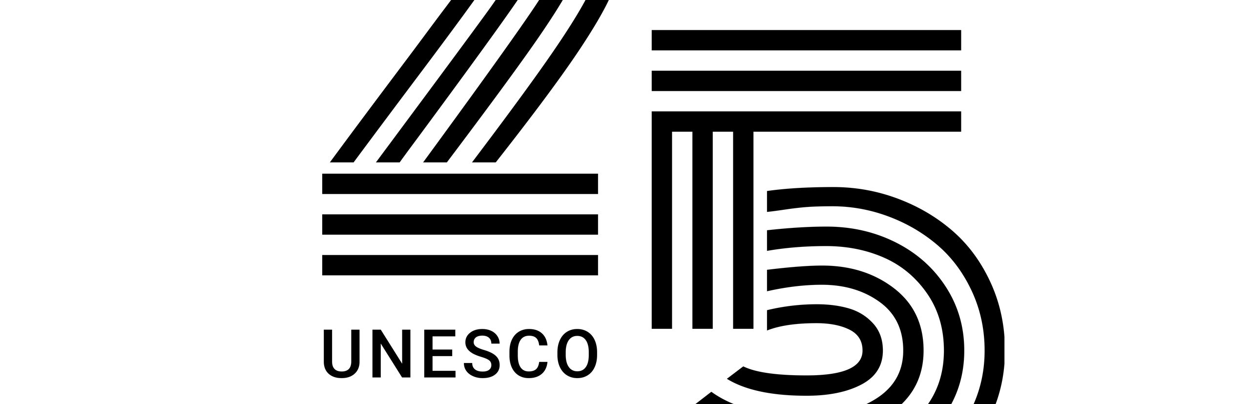 Jubiläumssignet zum 25-jährigen Jubiläum der Aufnahme der Bauhausstätten in Weimar und Dessau in die UNESCO-Welterbeliste.