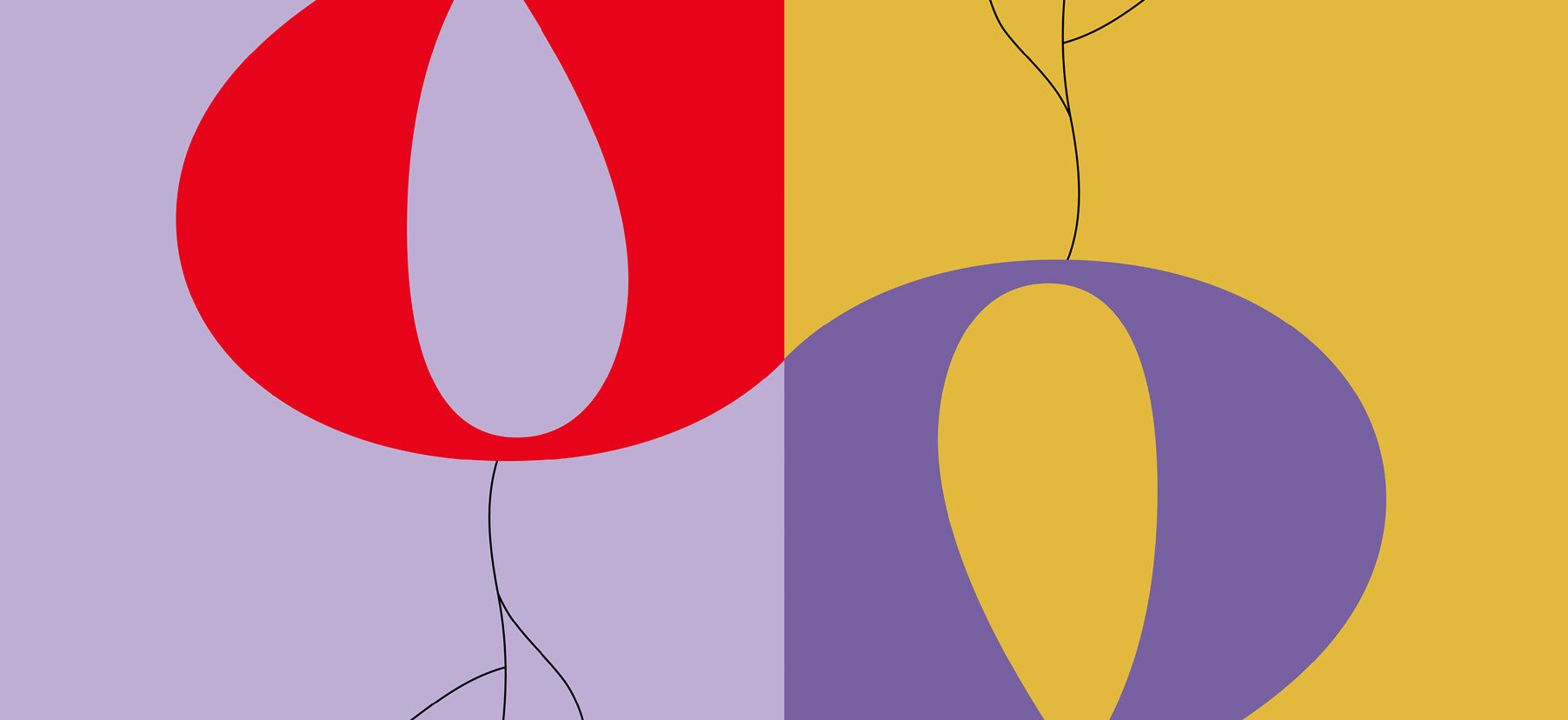Typografische Plakate in den Farben Lila, Senf und leuchtendes Rot für den Frühlings- und Herbstempfang 2024 des Präsidiums der Bauhaus-Universität Weimar.